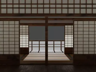 Traditional Japanese House Low-poly 3D model