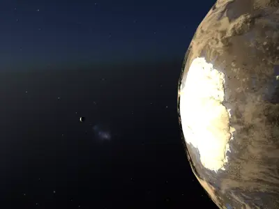 Photorealistic Earth Moon and Sun Low-poly 3D model