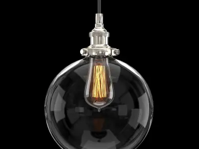 20th c Factory Filament Clear Glass Cafe Pendant 3D model