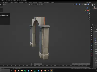 PBR Modular Fence Brick Gate Low-poly 3D model Low-poly 3D model