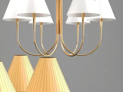 Swoop Arm Chandelier with Shades 3D model