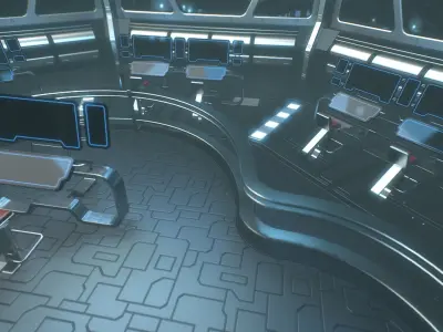 Lowpoly Scifi Control Room Low-poly 3D model