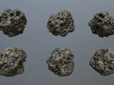 Asteroid Set rock Low-poly 3D model