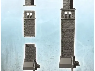 Large stone tower with adjoining wall dice tower version include 3D print model
