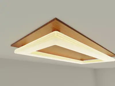 Wooden Ceiling Lamp Free low-poly 3D model