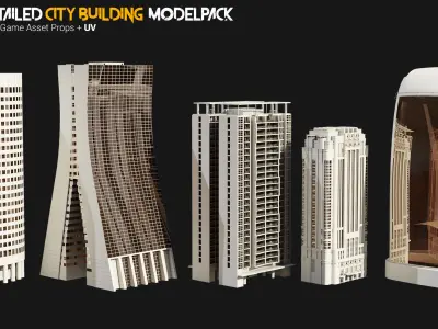 High Detailed Modern City Building Model Pack Low-poly 3D model