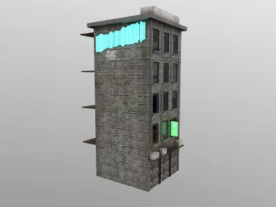 Cyberpunk City - Building 23 Low-poly 3D model