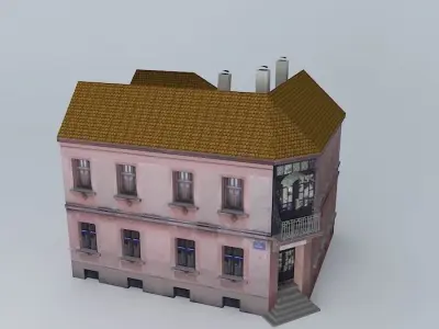 Old Corner House Exterior only Low-poly 3D model