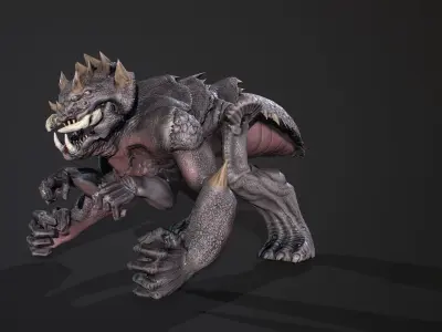 monster demon with claws Low-poly 3D model
