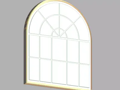 Arched window with Sunray transum 3D model