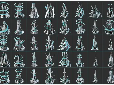 Sci-Fi Futuristic Future Fantasy City Building Pack Bundle