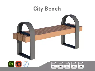 City Bench 05 Low-poly 3D model