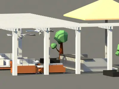 Low Poly Holiday Summer Bar Low-poly 3D model