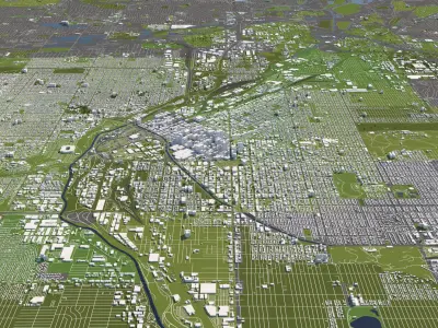 Denver 50x50km City 3D Map 3D model