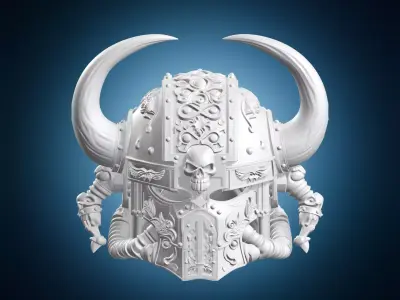 Ornate Horned Warrior Helmet 3D print model