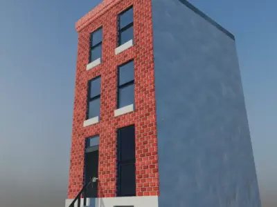 PBR Row House Low-poly 3D model