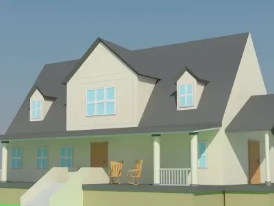 Low Poly Big House Low-poly 3D model