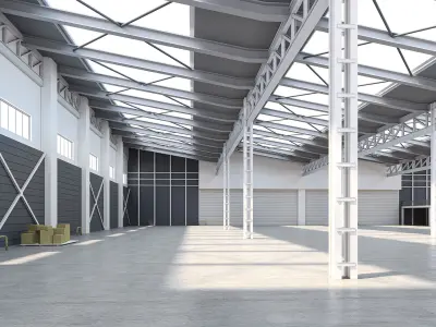 low poly interior warehouse 22 3D model
