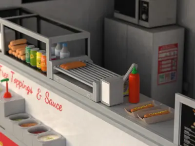 Hot dog Stand Low-poly 3D model
