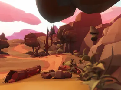 Mountain forest context Lowpoly 3D model