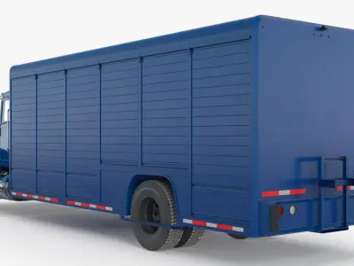  Medium Duty Box Truck 4x2 Blue Rigged for Maya 
