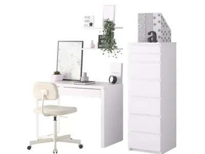 Study D - White on Pink Low-poly 3D model