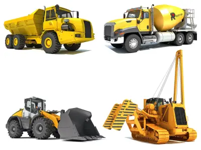 Road Construction Equipment  3D Model Pack