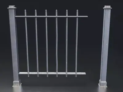 Iron Fence Section 3D Model Low-poly 3D model