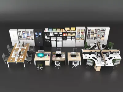 Modern Open Plan Office Workspace Interior 3D Model Low-poly 3D model
