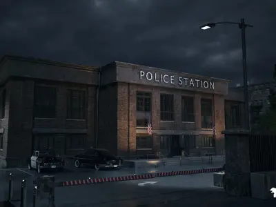 Retro Police Station Environment Low-poly 3D model