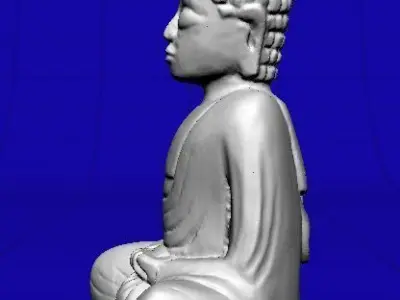 Small Wooden Buddha Statue 3D model