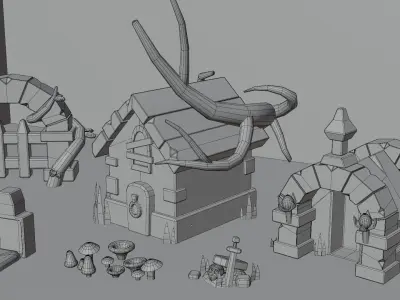 Stylized game art asset Low-poly 3D model