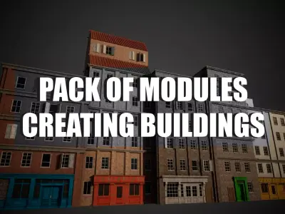 City Building Modular Pack Low-poly 3D model