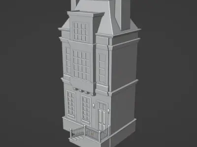 Building brick house Low-poly 3D model