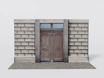 Old wood door Low-poly 3D model 2