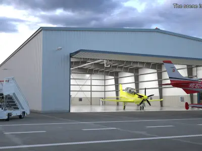  Aircraft Hangar with Airplane 