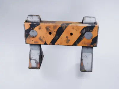 Concrete Roadblock - Low Poly Stylized Barrier 3D model