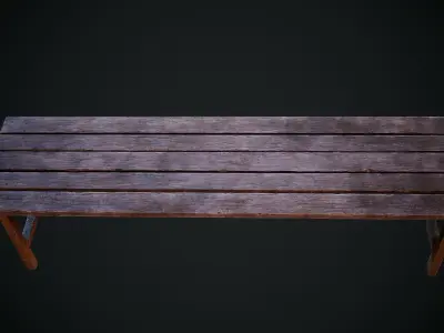 Bench wooden Low-poly 3D model