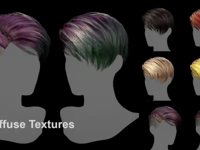 Cyberpunk Hair for Games Low-poly 3D model