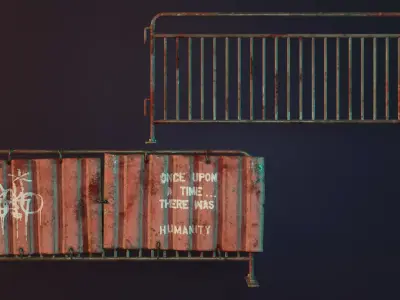Metal Barrier Low-poly 3D model