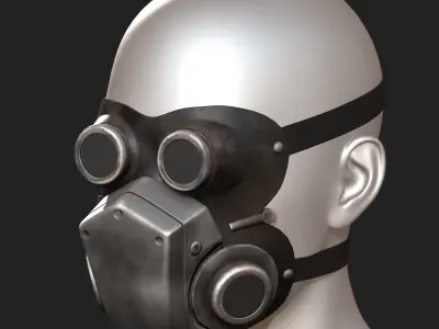 Helmet mask protection futuristic technology fantasy  Low-poly 3D model