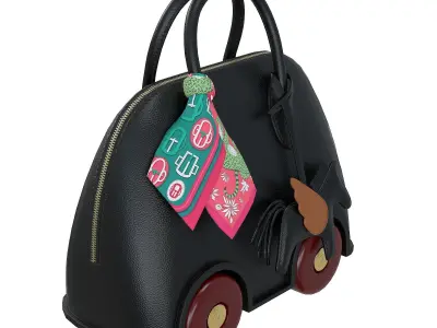 Hermes Mini Bolide Bag On Wheels Black Low-poly 3D model