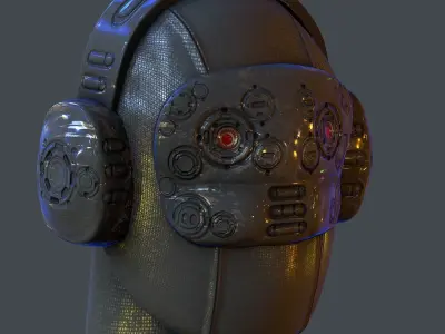 Gas mask helmet scifi Low-poly character art game space Low-poly 3D model 6