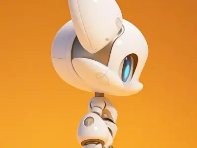 Cute Robotic Cat Adorable Lowpoly Companion Articulated Joints Low-poly 3D model