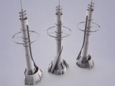 Sci-fi Tower Low-poly 3D model buy