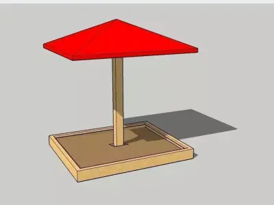 sandbox wooden with umbrella 3D model