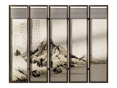 Chinese style screen 3D model