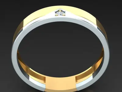 Light Gold Diamond Men Ring 2MR062 3D model