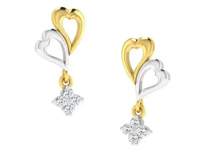 Rose Gold Diamond Women Earring 3D print Model 3D print model 14
