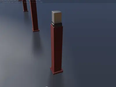 Street Light 8 Bollard 900mm Dark Red Version 3 Low-poly 3D model